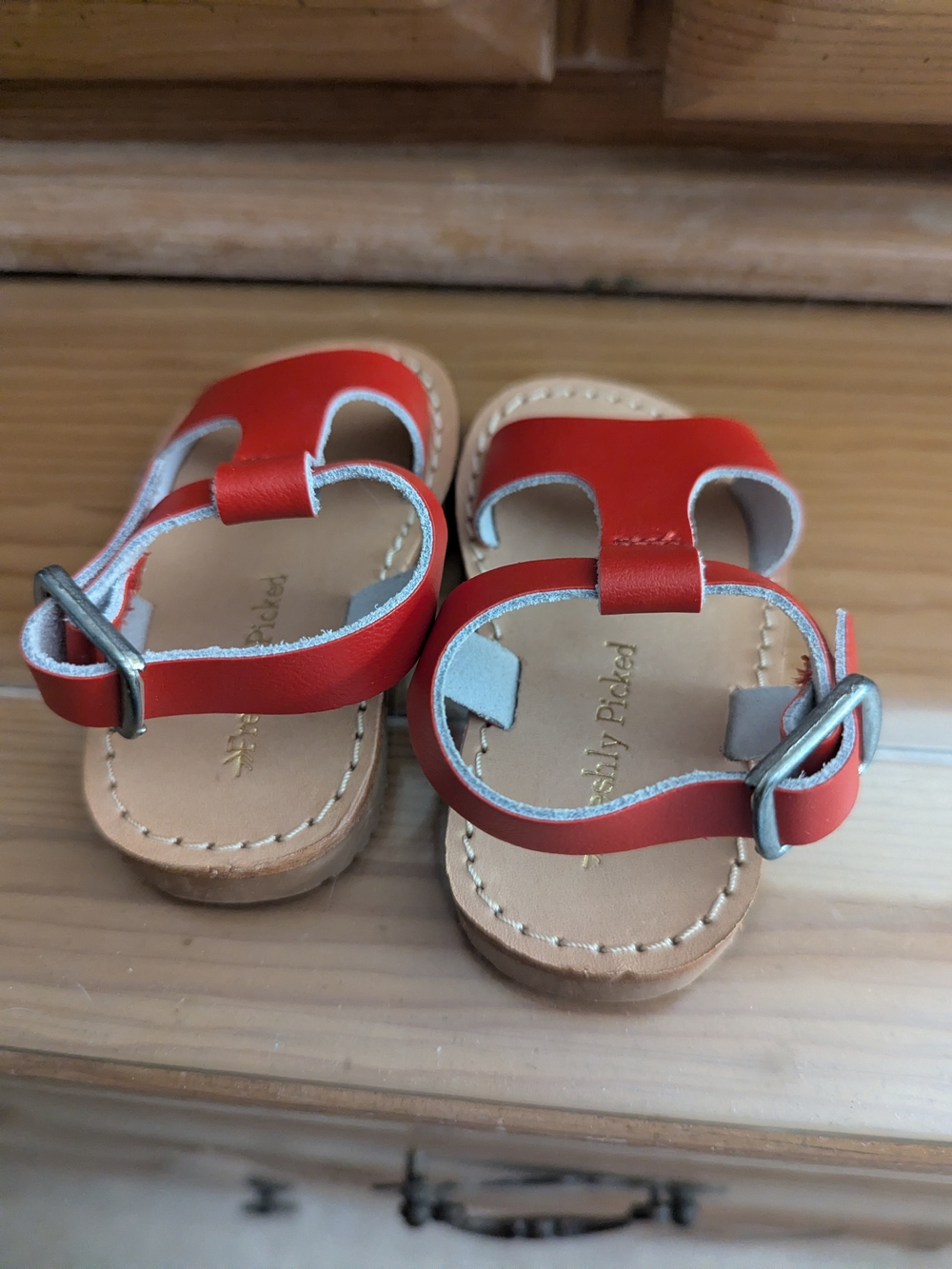Freshly Picked Red Toddler Leather Buckle Sandals